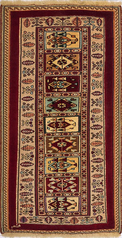 Иранский ковёр из шерсти  (12-269/129х66) 
