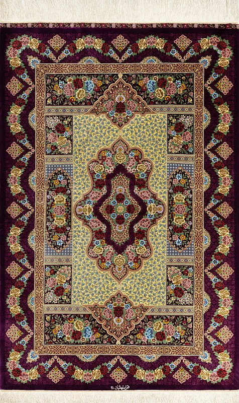 Иранский ковёр из шёлка (11-428/155x102) 