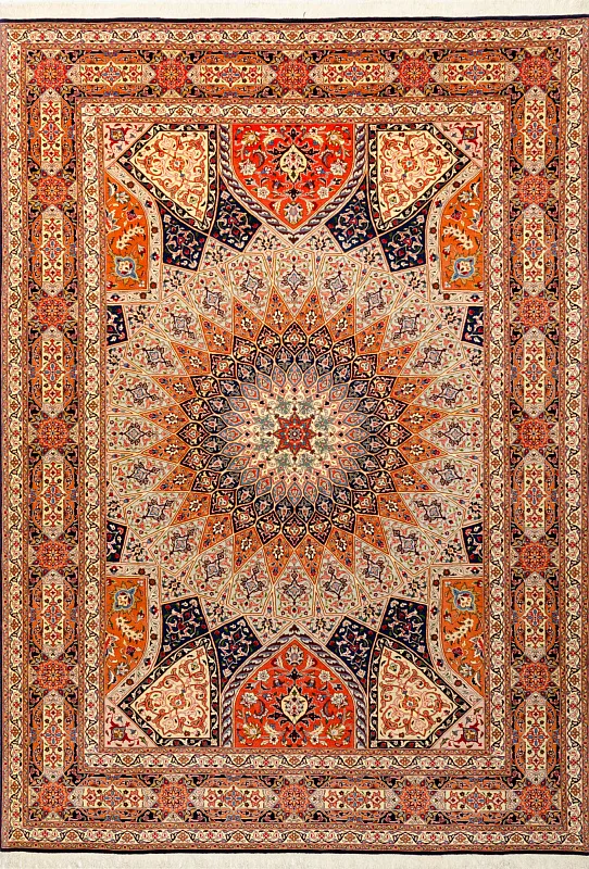 Иранский ковёр из шерсти и шёлка (11-335/350x248) 