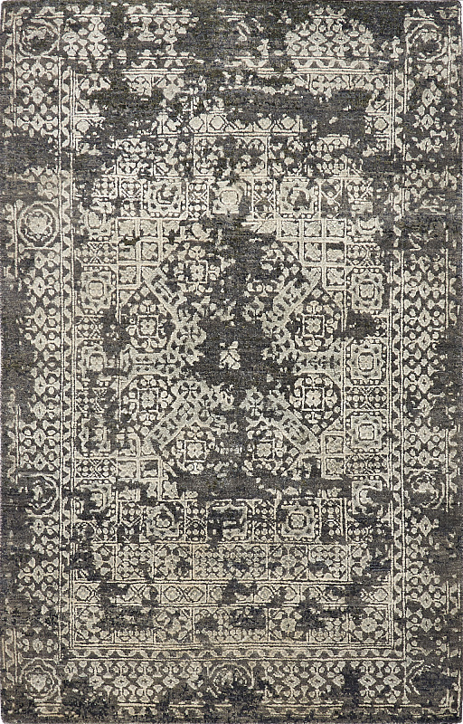 Индийский ковёр из шерсти и арт-шёлка (26/MV-1940/CHARCOAL/153x9)
