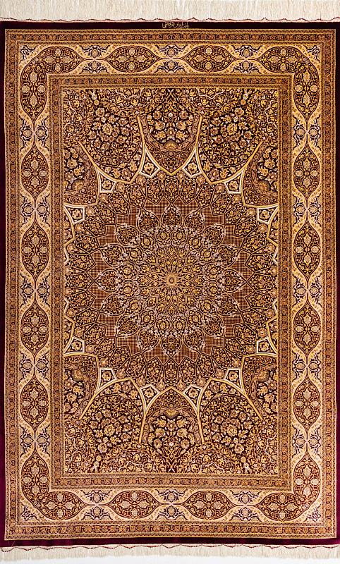 Иранский ковёр из шёлка (12-788/240x155)