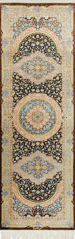 Иранский ковёр из шёлка (13-31/200x65)