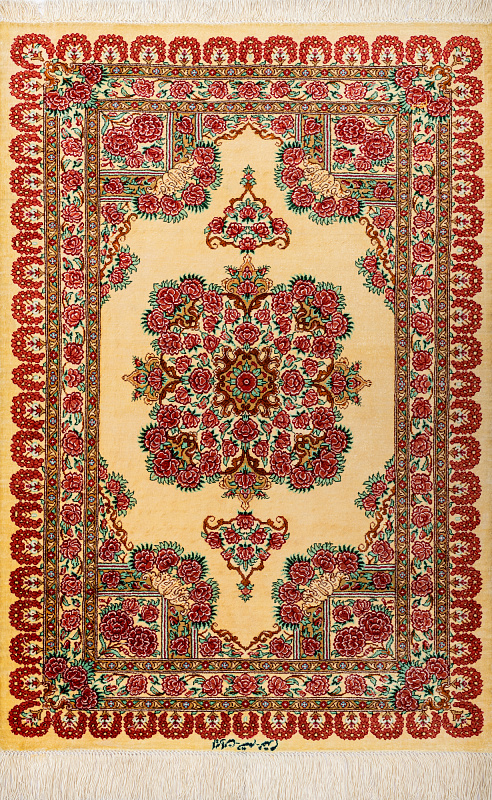 Иранский ковёр из шёлка (11-384/88x60) 