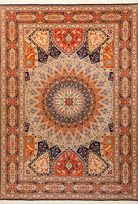 Иранский ковёр из шерсти и шёлка (11-335/350x248) 