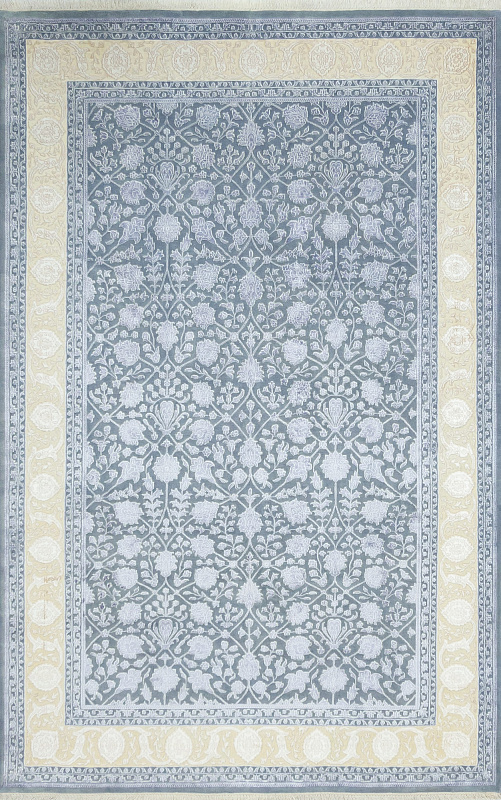 Индийский ковёр из шерсти и шёлка (20-33/14-14/Blue/Ivory/30) 